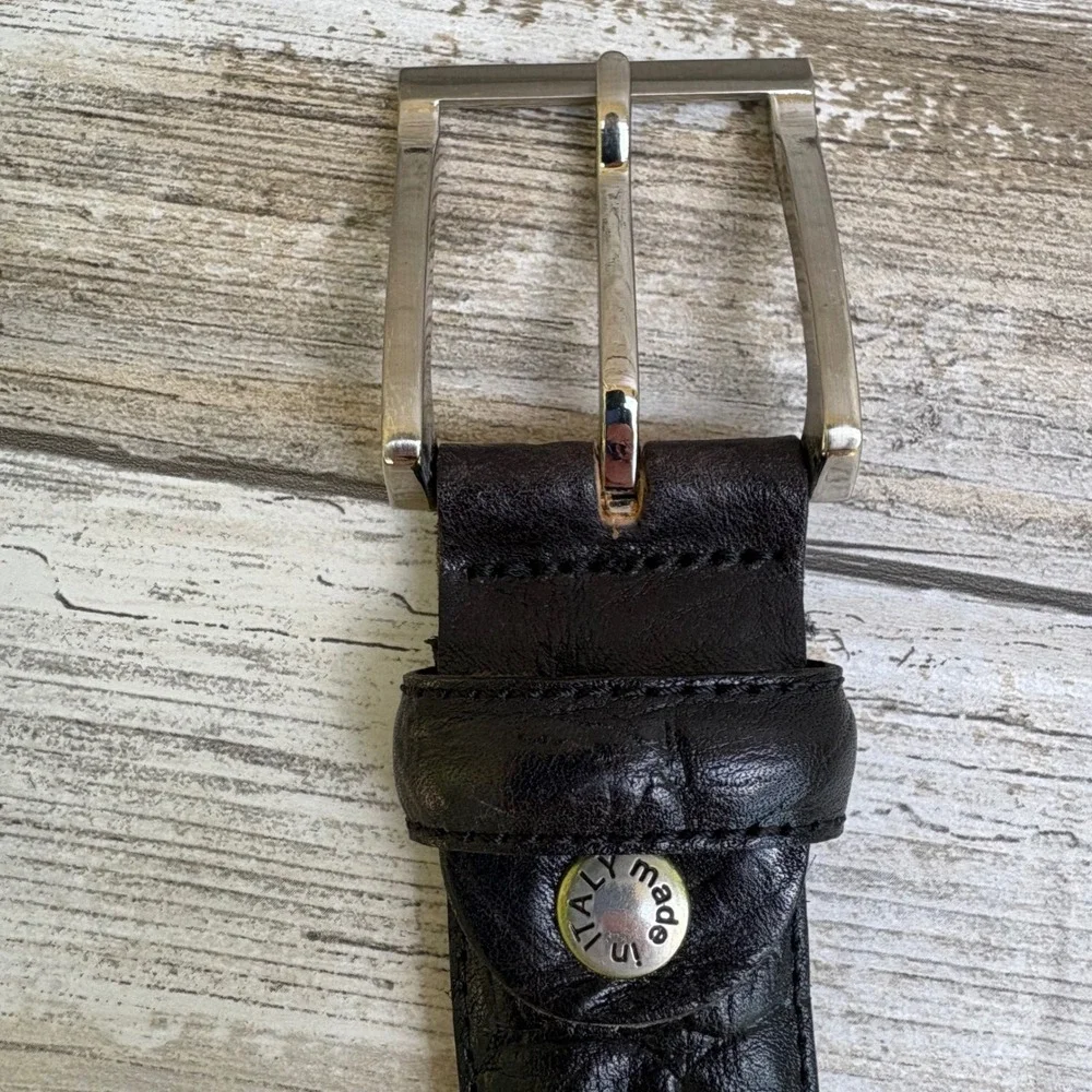Sergio Balestri Leather Belt Black 115IT/XL US Textured Embossed Made in Italy